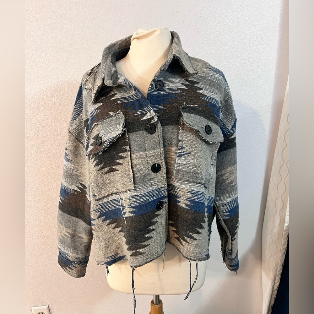 Carole Christian Native sky boho shirt jacket